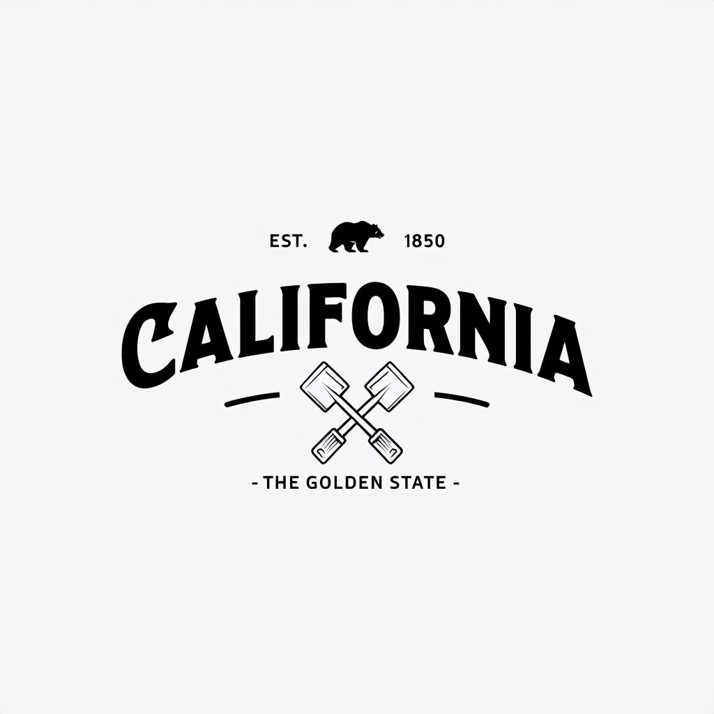 Elegant Black Bear California Logo Design T-Shirt