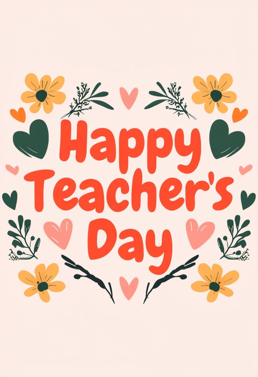 Cheerful Happy Teacher's Day Greeting Card Design