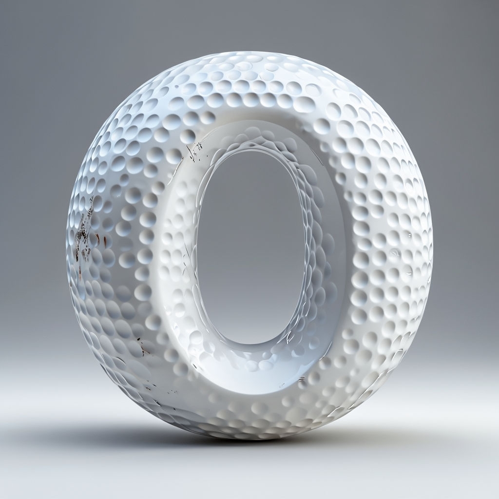 Realistic 3D Golf Ball Letter O Illustration Monogram