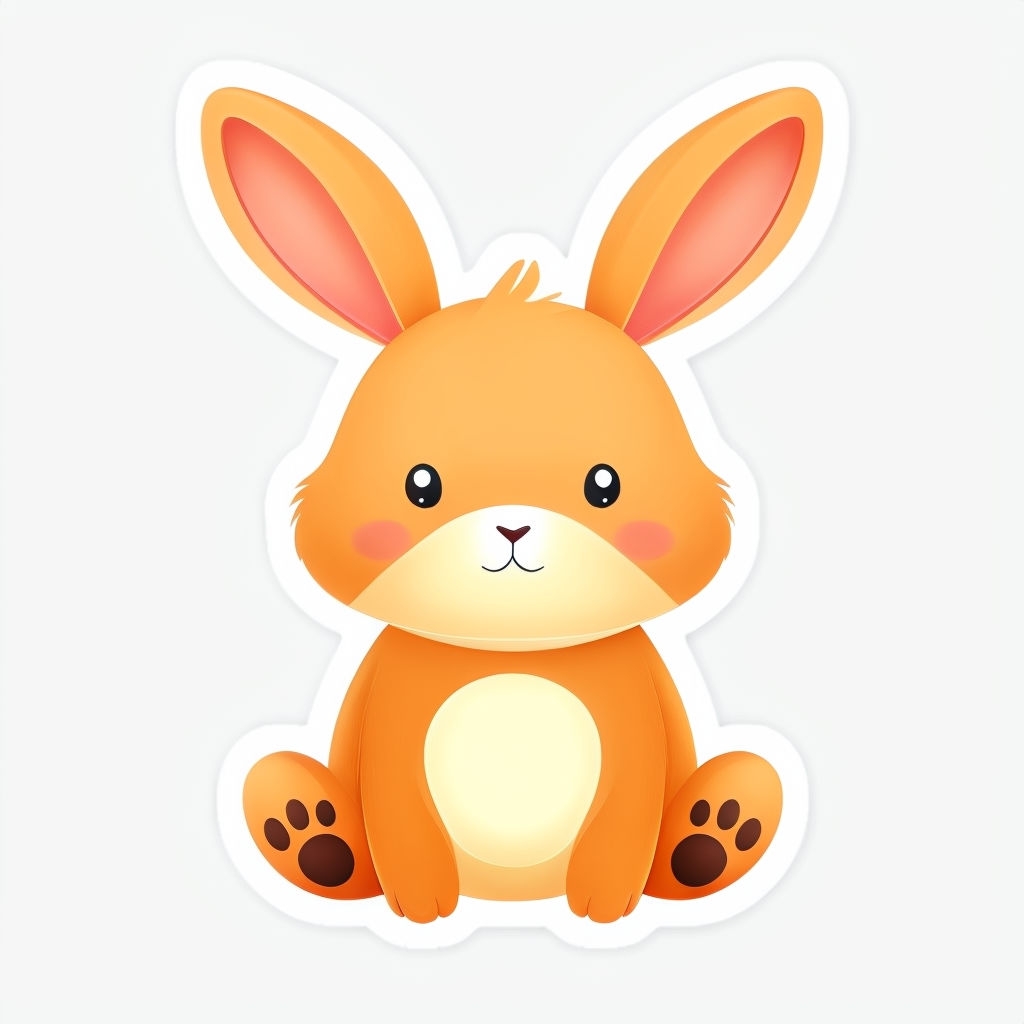 Adorable Cartoon Bunny Character Sticker Design