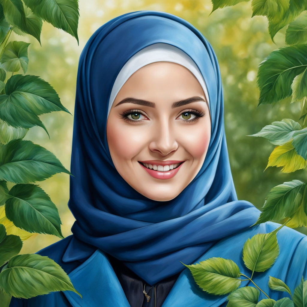 The realistic painting 3d beautiful woman wearing hijabi and... by N ...