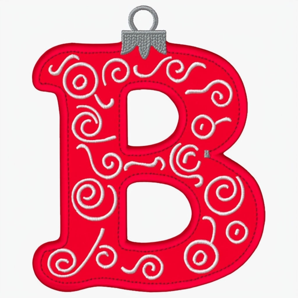 Festive Embroidered Letter B Christmas Ornament Monogram