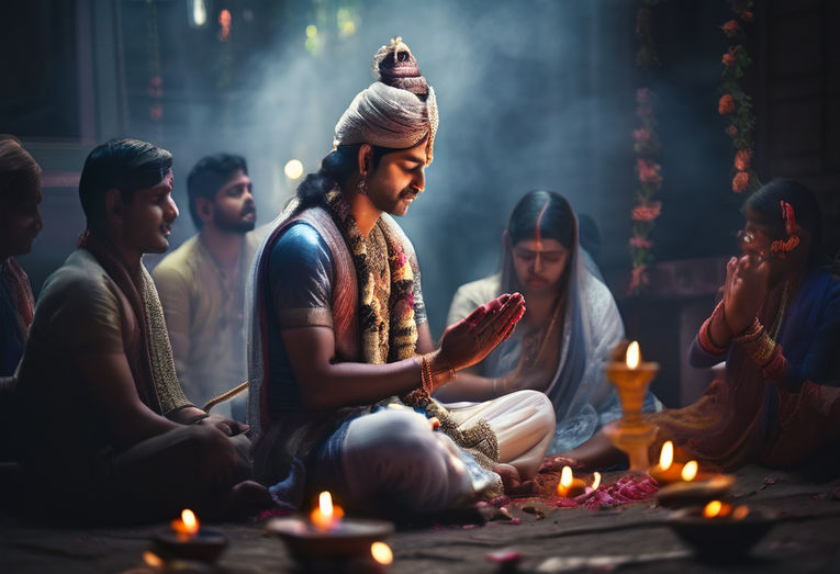 Indian people praying to lord krishna during krishna janm fe... by ...