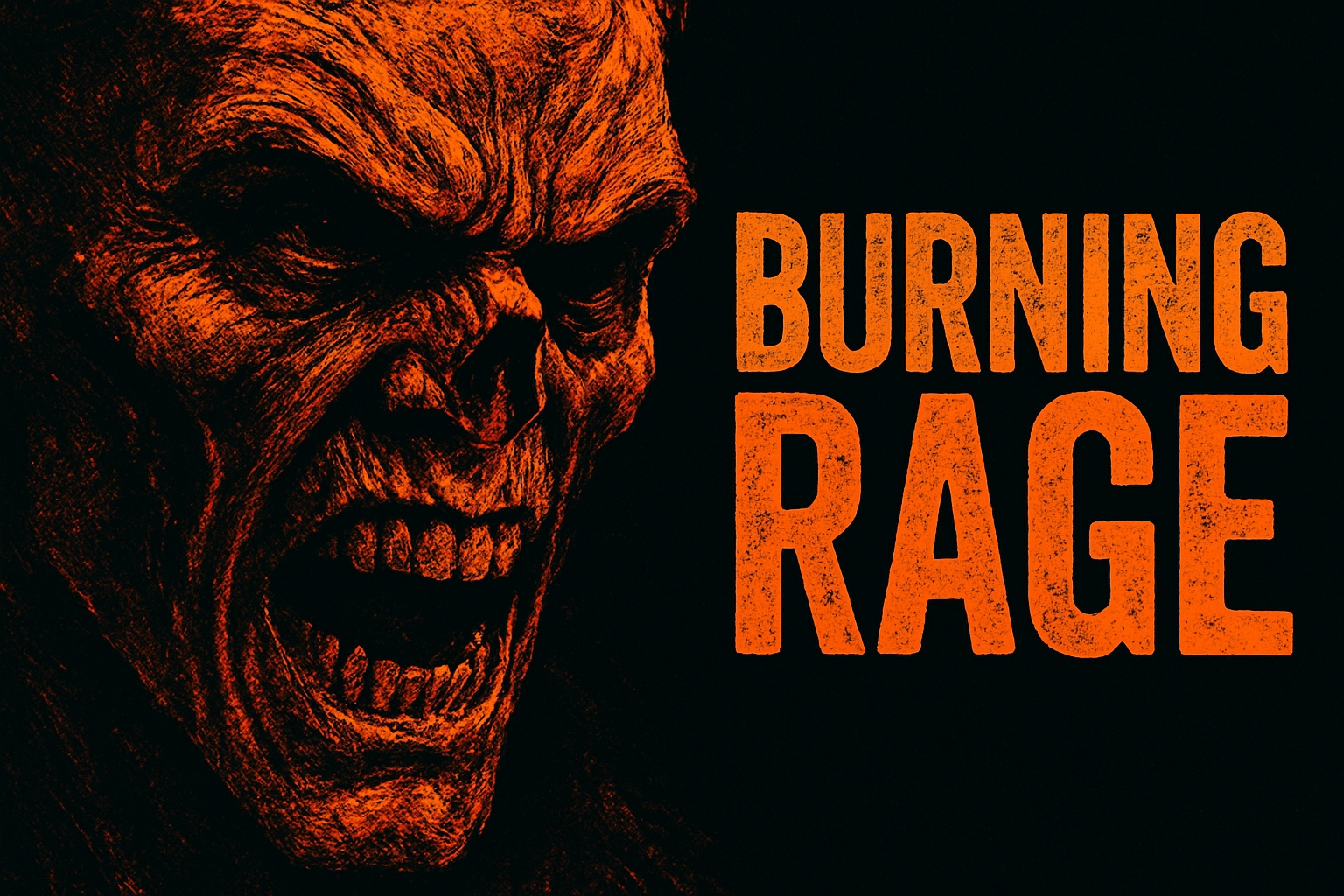 Demonic Burning Rage Artwork with Striking Contrast Social Media Post