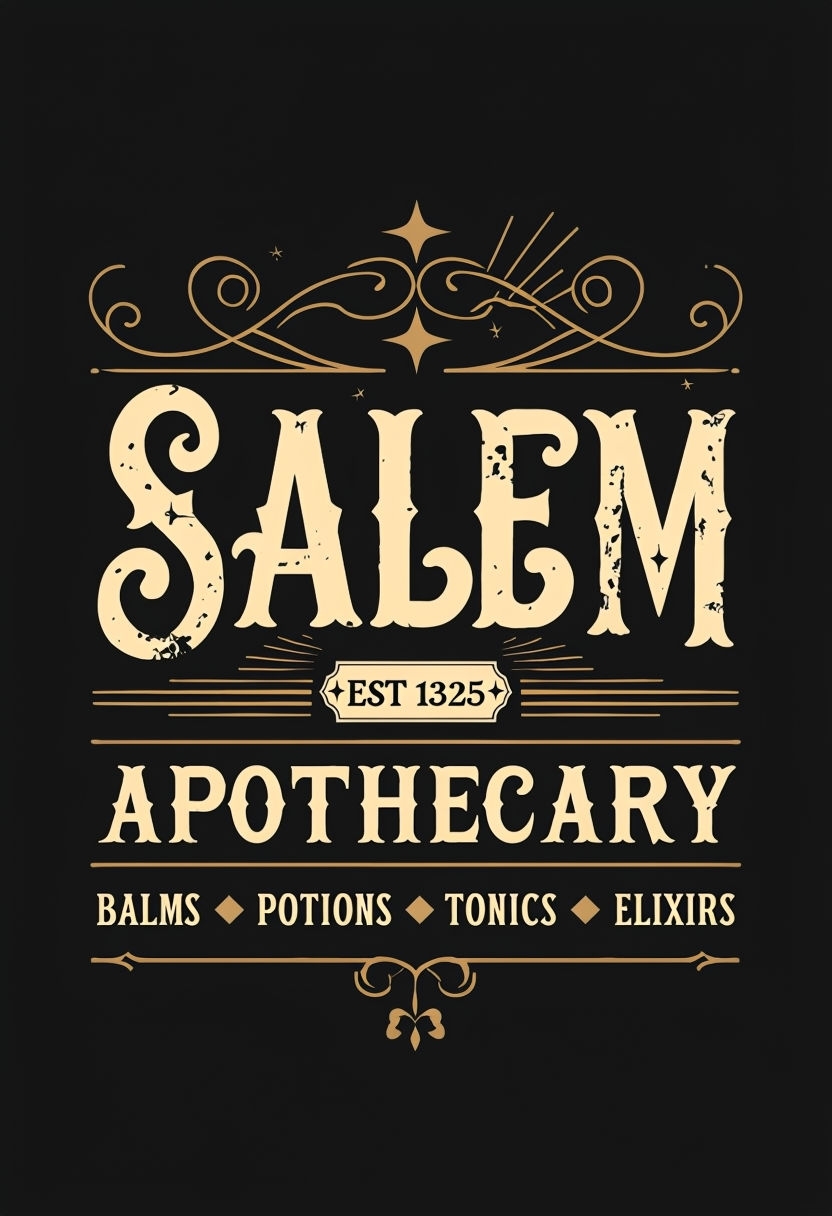 Vintage Salem Apothecary Sign with Ornate Details Poster