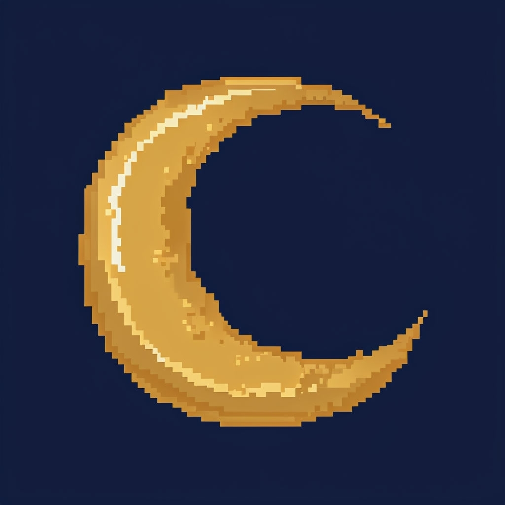 Golden Crescent Moon Pixel Art Sticker
