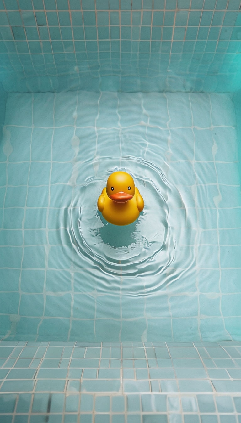 Minimalist Aqua Pool with Rubber Duck Photography Art