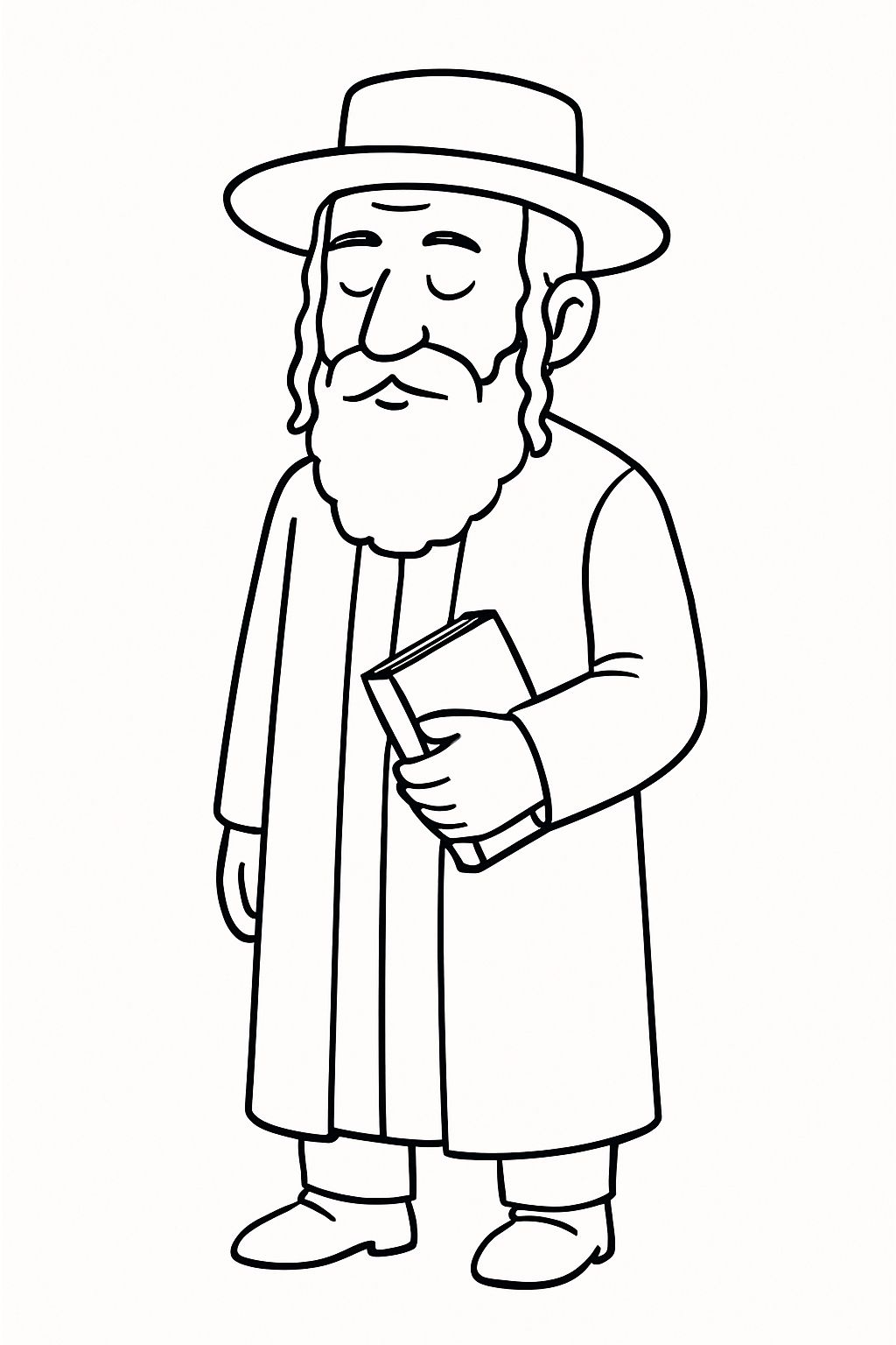 Elderly Jewish Man in Traditional Attire Coloring Page