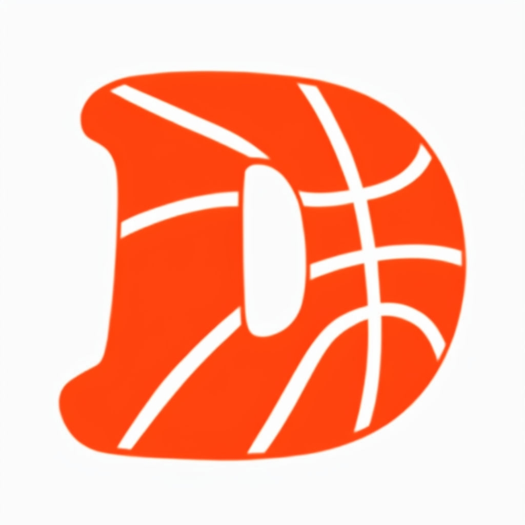 Vibrant Orange Basketball Style Letter D Logo Design Monogram