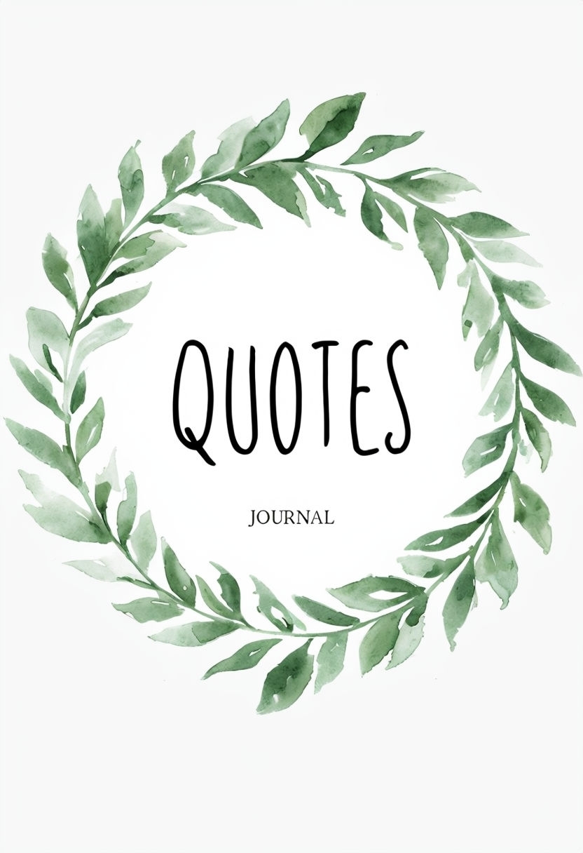 Elegant Olive Green Wreath with Inspirational Quotes EBook Cover