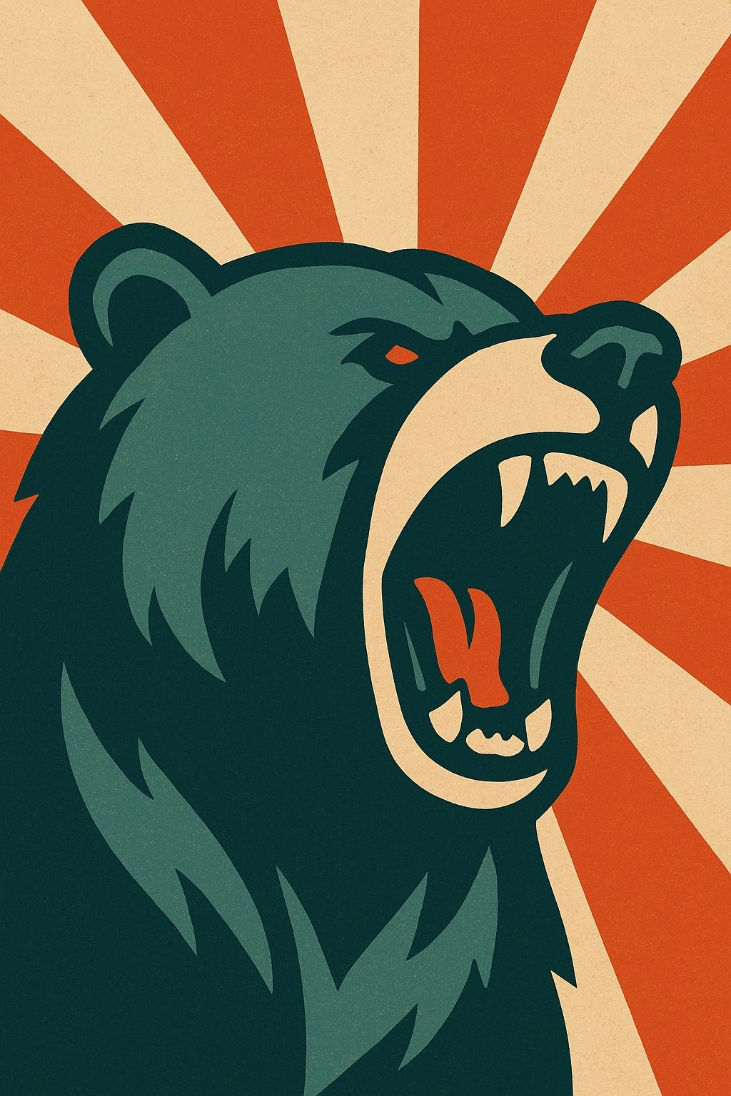 Vintage Bear Head Illustration with Geometric Shapes T-Shirt