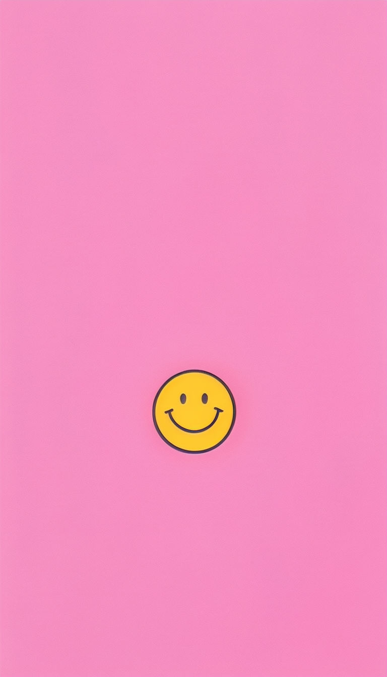 Bright Pink Background with Simple Yellow Smiley Face Sticker