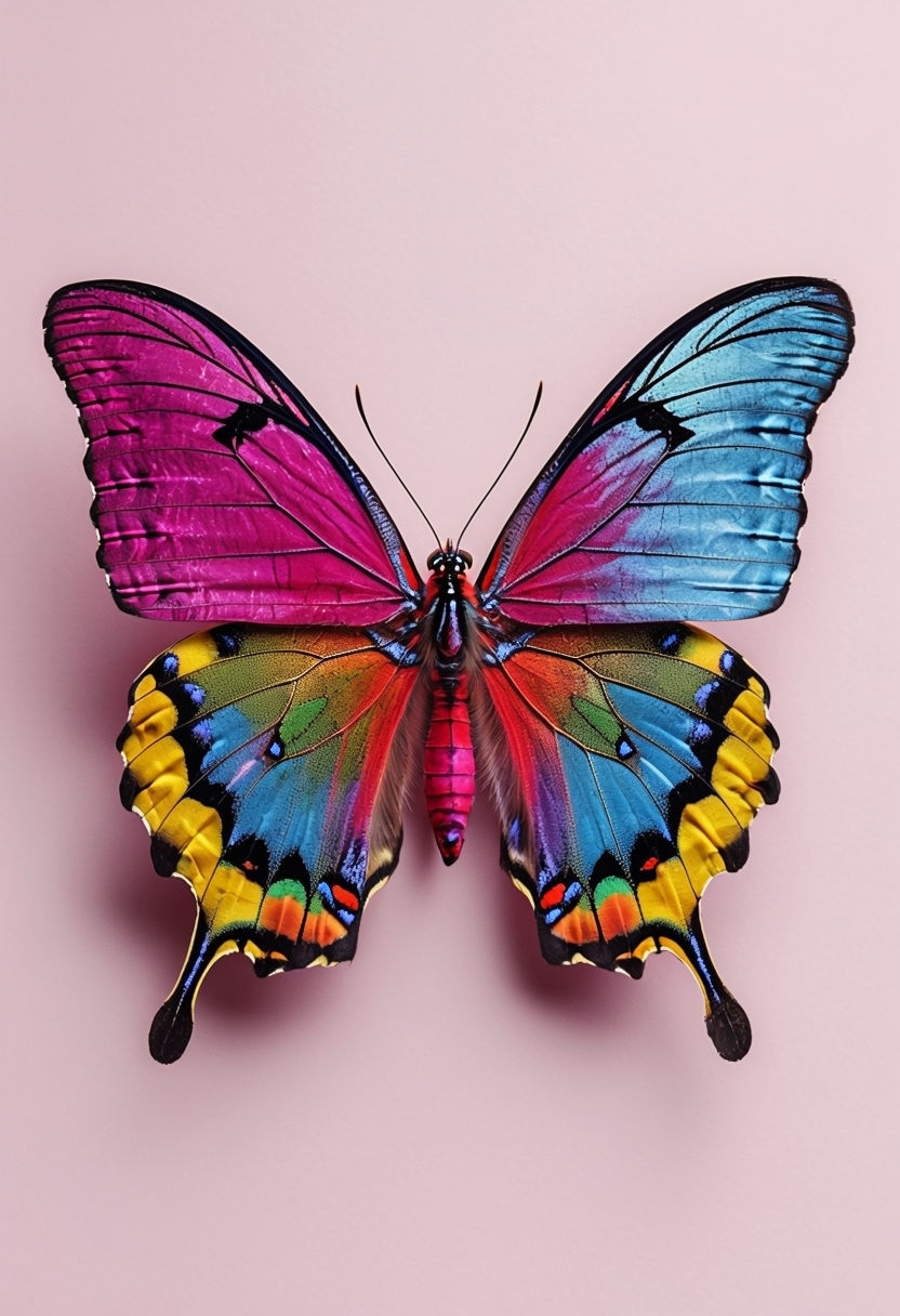 Vibrant Colorful Butterfly Photograph with Pink Background Phone Case Cover