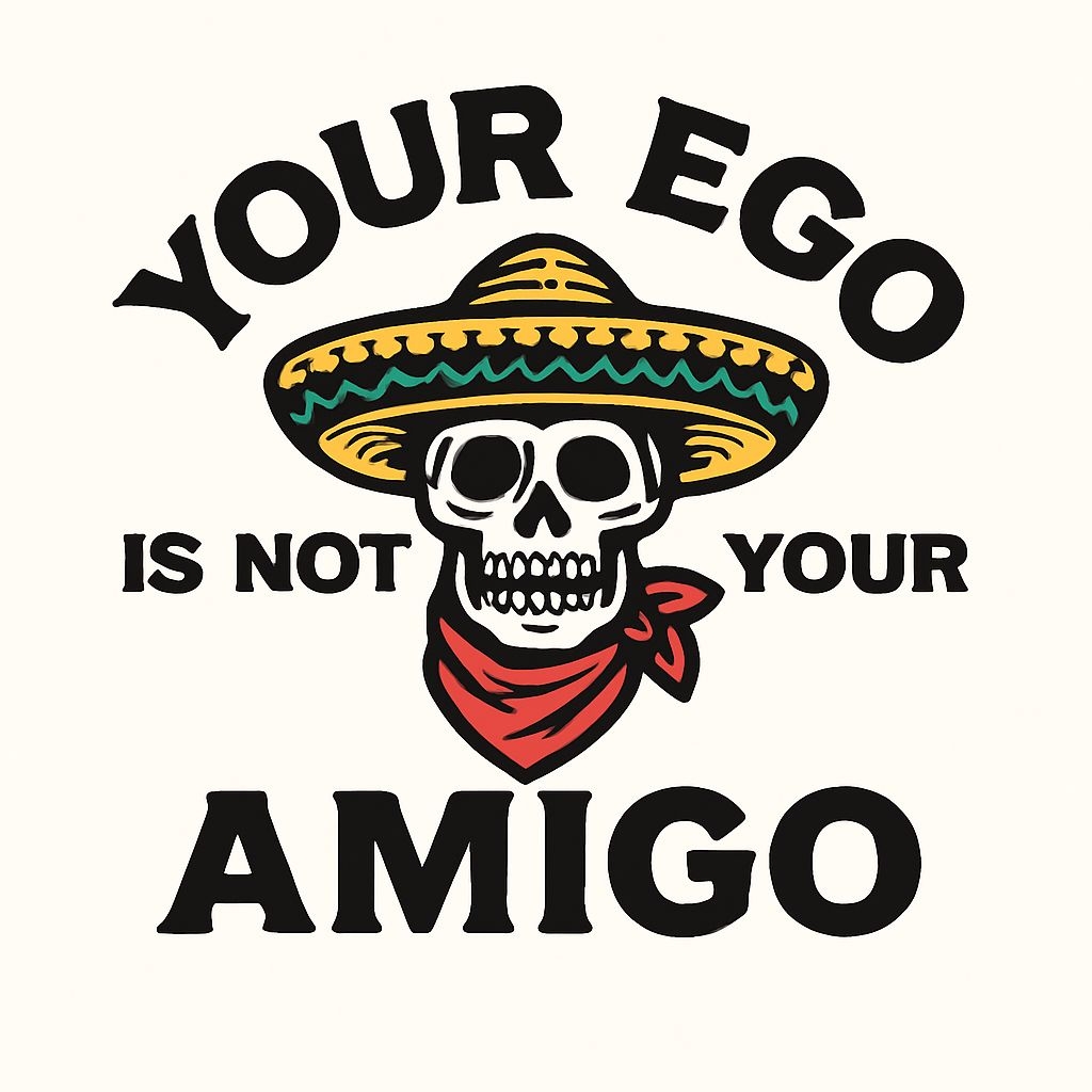 Stylized Skull with Sombrero and Bold Text T-Shirt