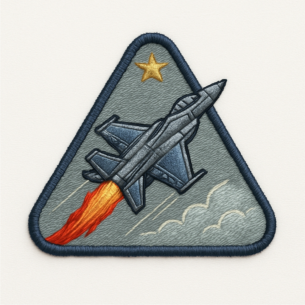 Stylish Embroidered Fighter Jet Patch Design for Hats