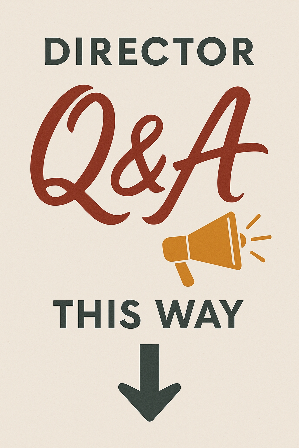 Minimalist Director Q&A Announcement Sign with Megaphone Icon Event Sign