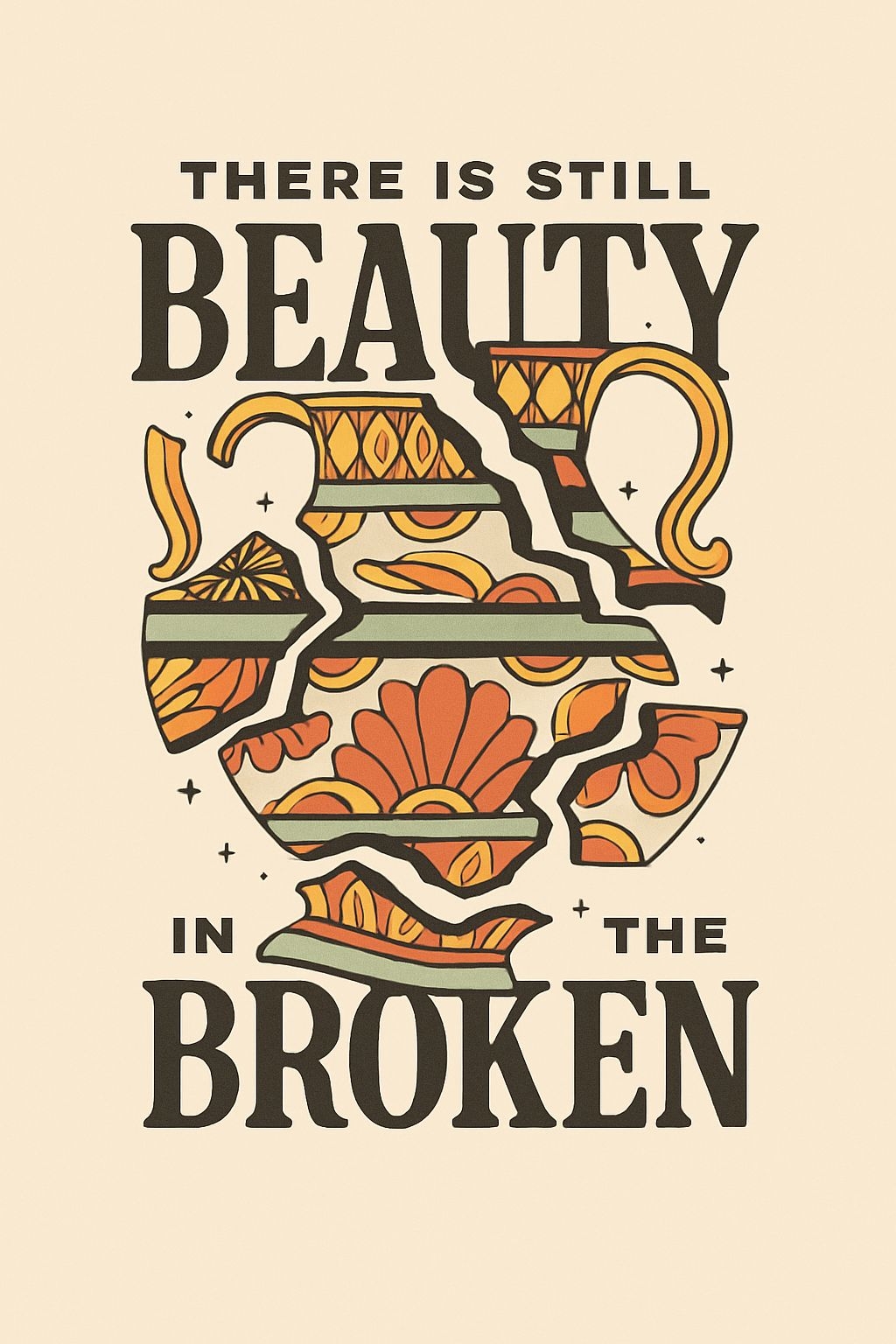 Vintage Floral Broken Jug Beauty Inspirational T-Shirt