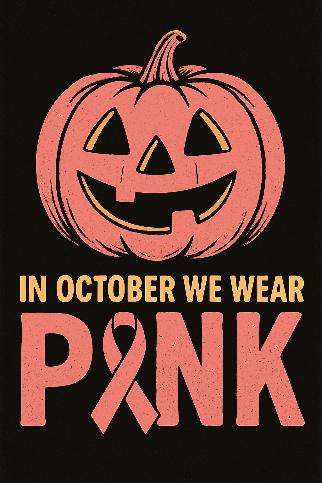 Coral Pink Jack-O'-Lantern Awareness T-Shirt Design