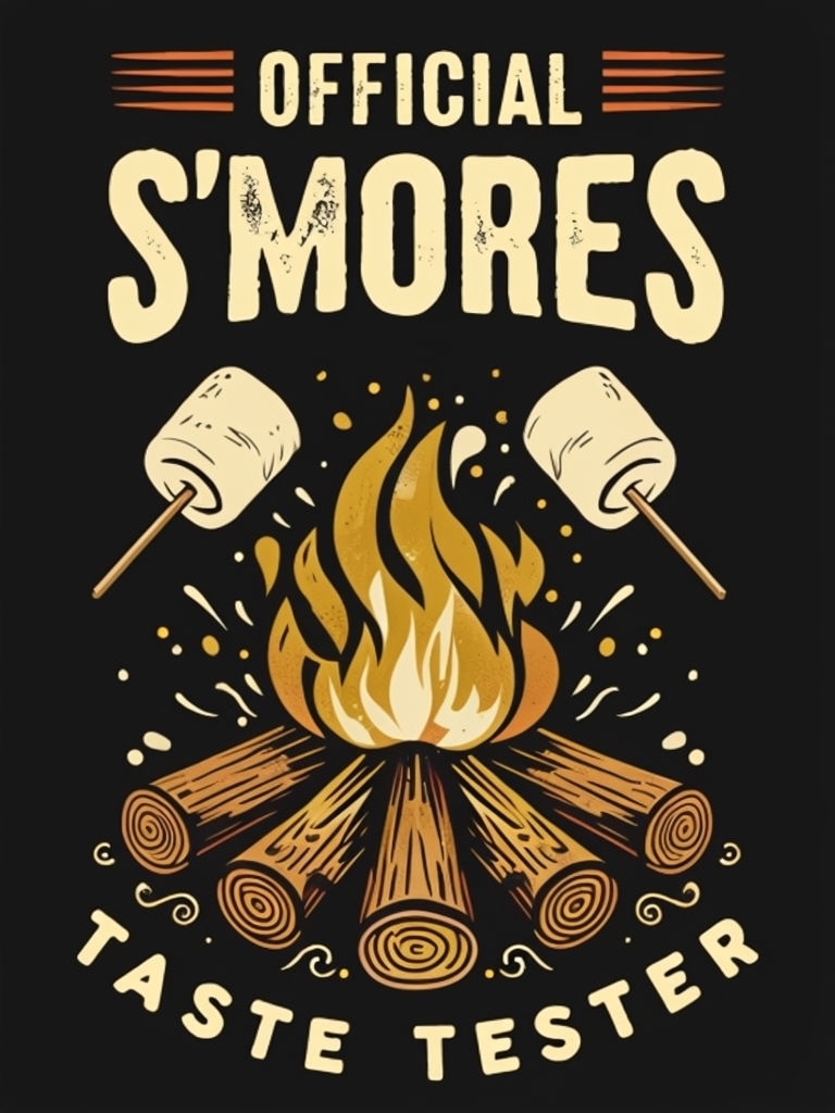 Playful Retro Camping S'mores Graphic Design Poster