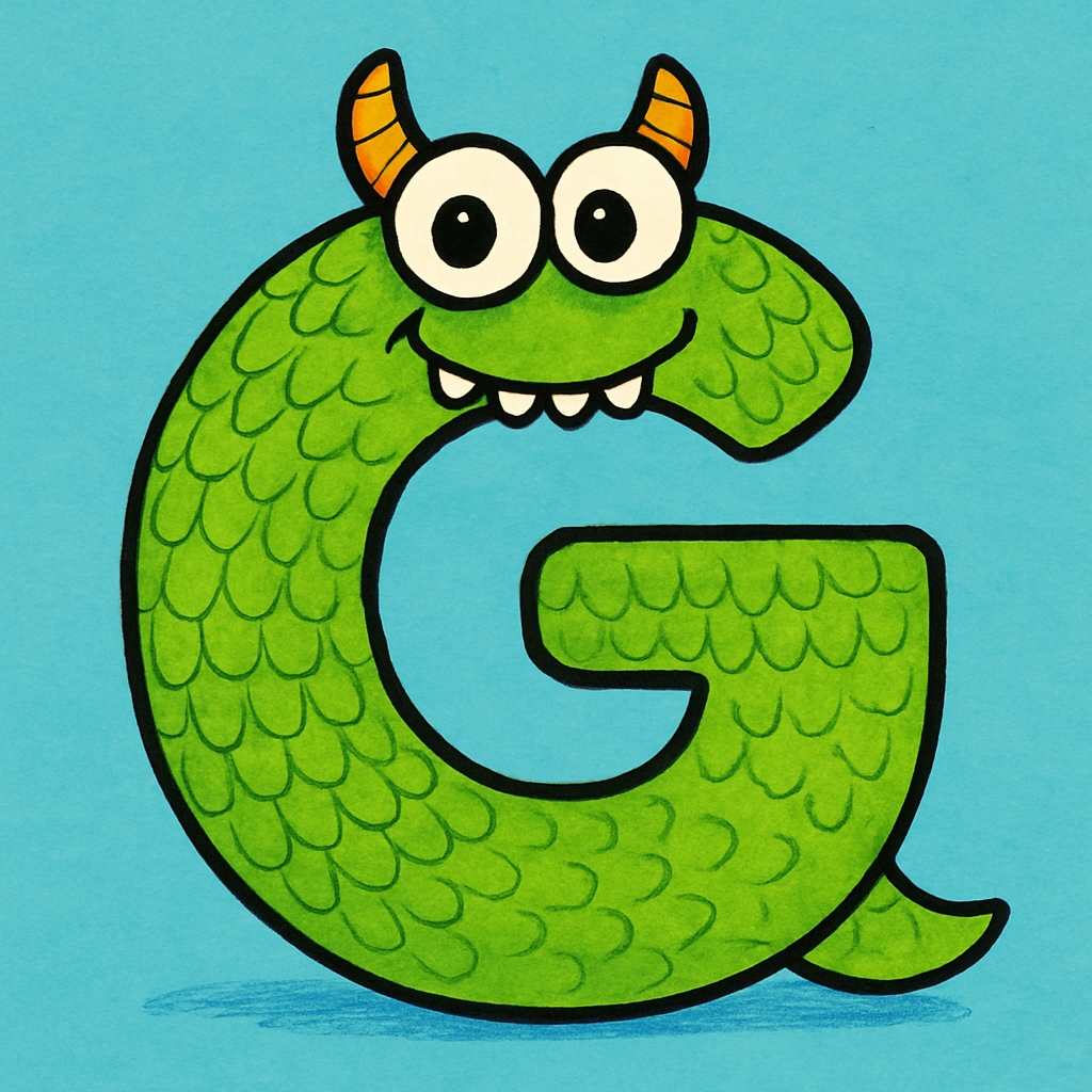 Playful Monster Character Styled Letter G Illustration Monogram