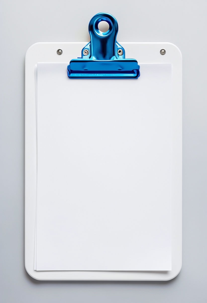 Minimalistic White Clipboard with Blue Clip Mockup