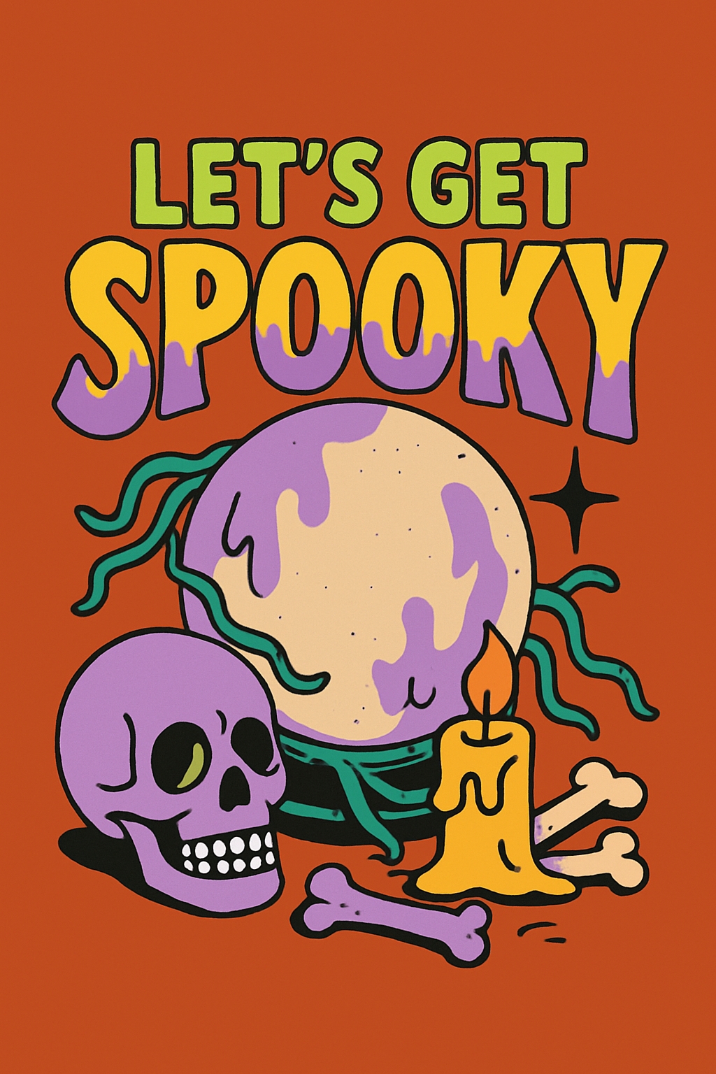 Let's Get Spooky Cartoon Halloween T-Shirt