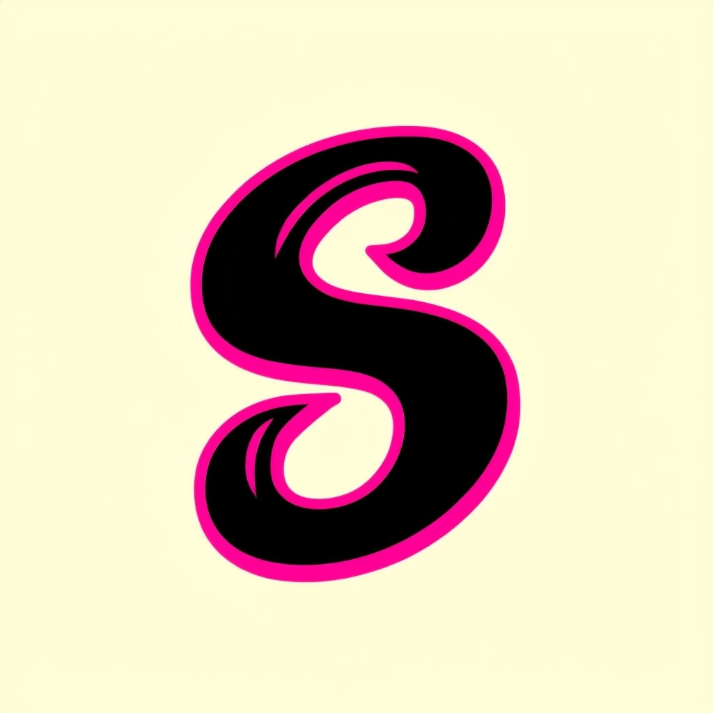 Bold Neon Pink 'S' Typography Design Sticker