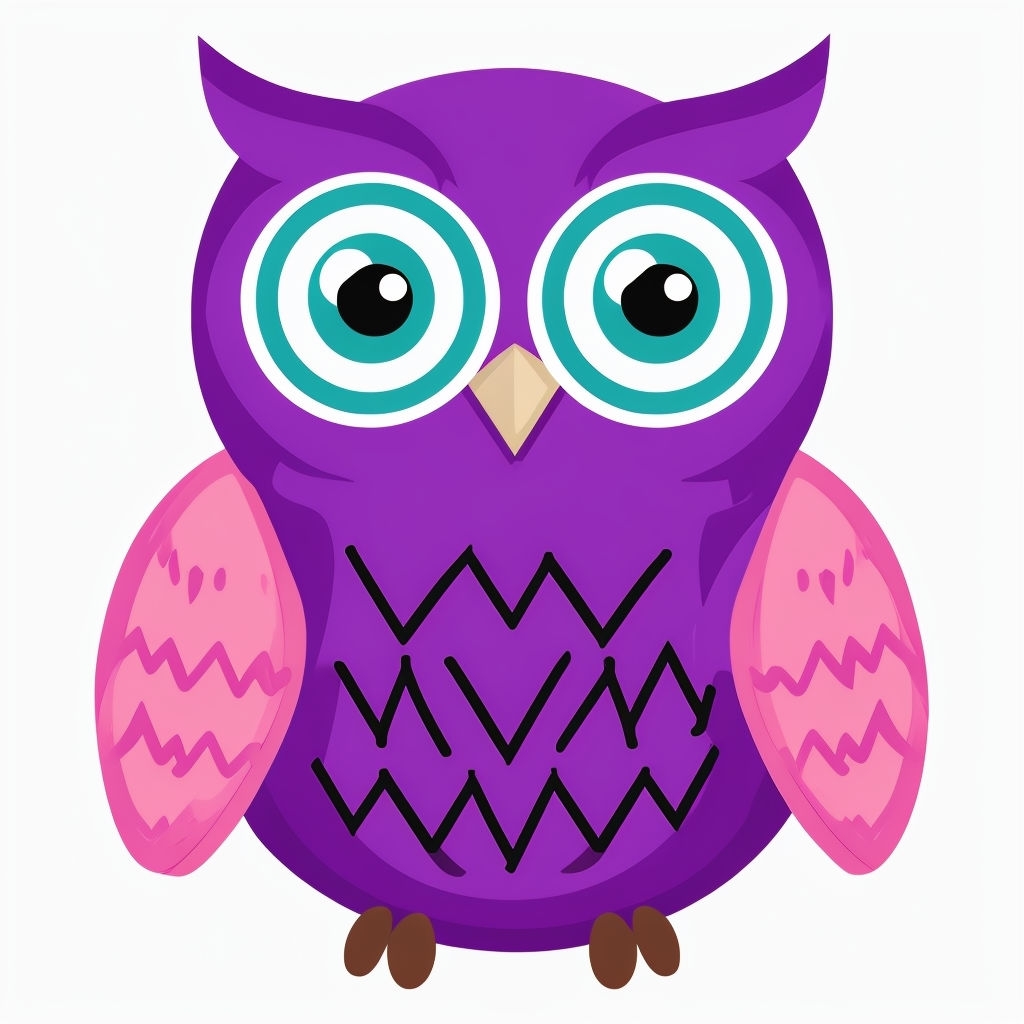 Vibrant Purple Cartoon Owl with Cute Eyes Sticker