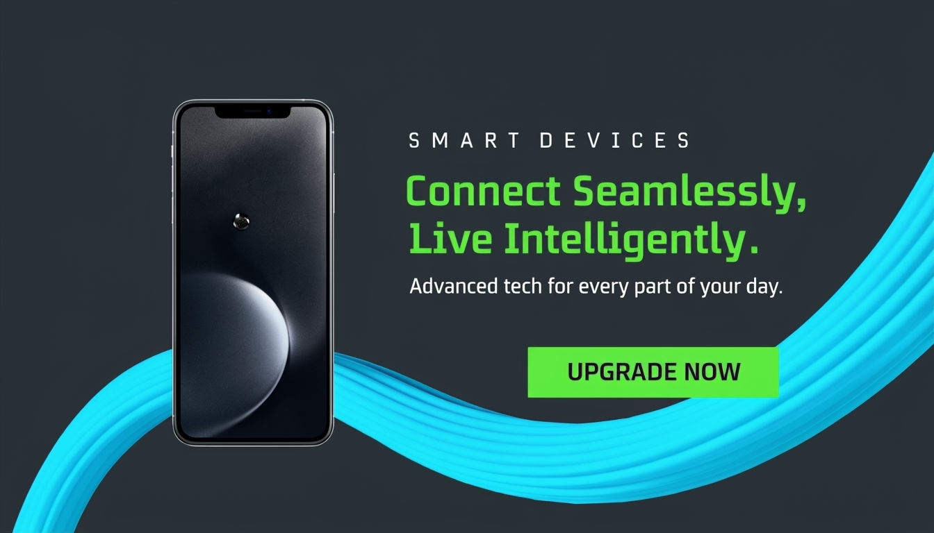 Modern Smartphone Advertising with Cyan Data Flow Graphic Ads