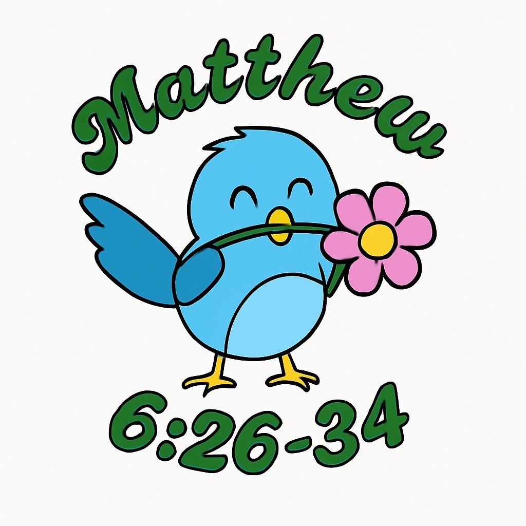 Cheerful Cartoon Blue Bird with Daisy Flower Sticker