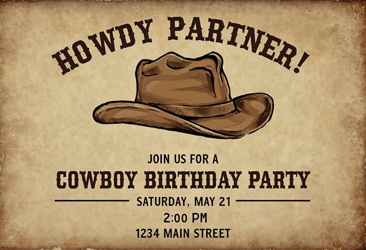 Rustic Western Cowboy Birthday Party Invitation Poster