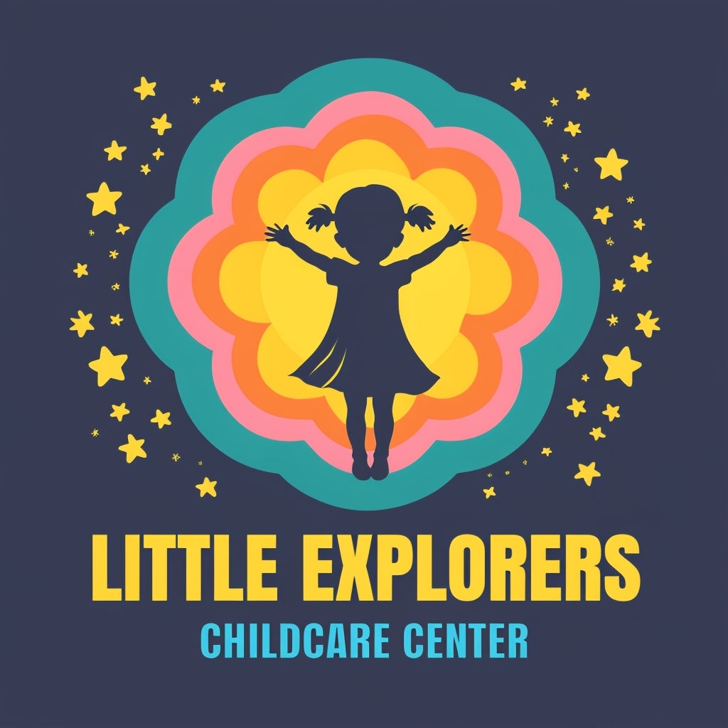 Playful Little Explorers Childcare Logo with Colorful Design