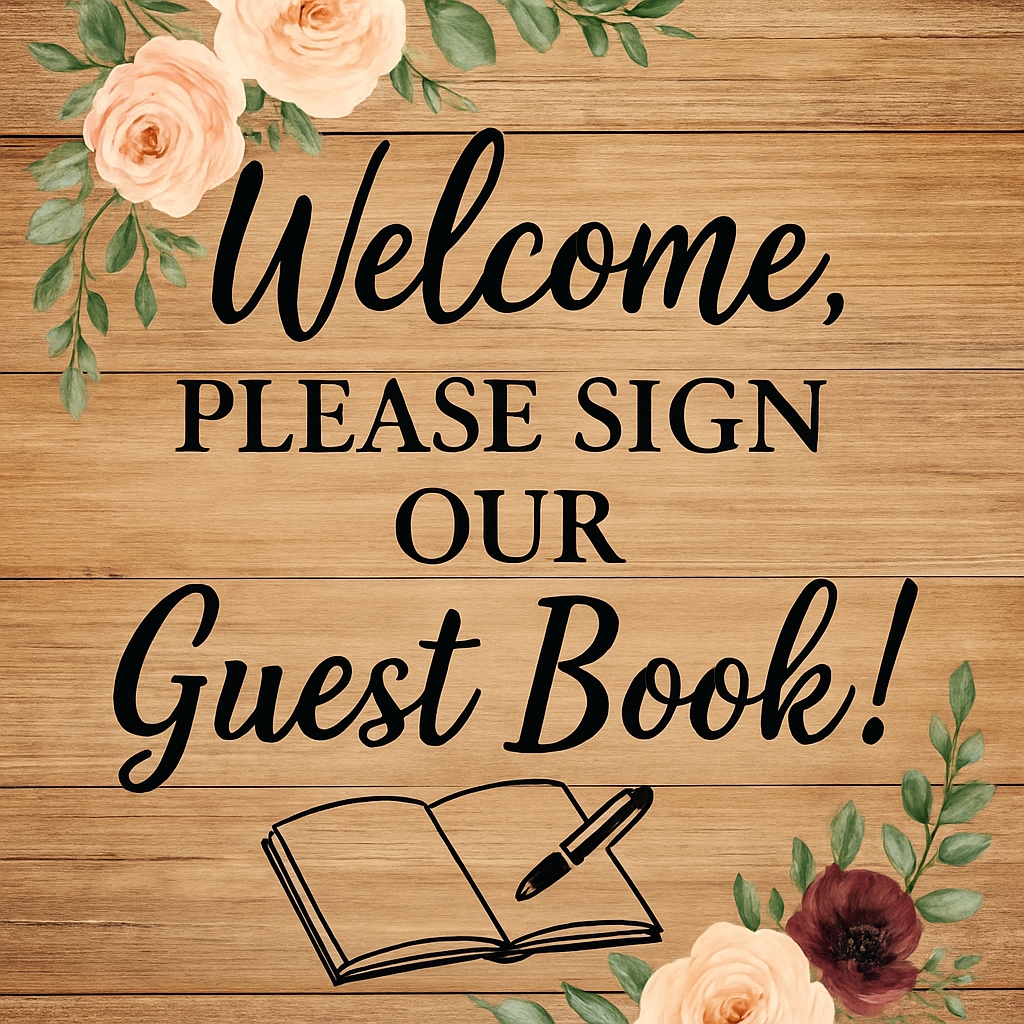 Elegant Welcome Sign for Guest Book with Floral Accents Event Sign