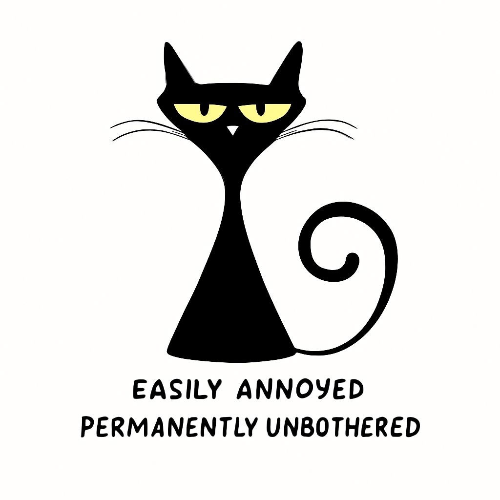 Minimalist Black Cat with Annoyed Expression Sticker