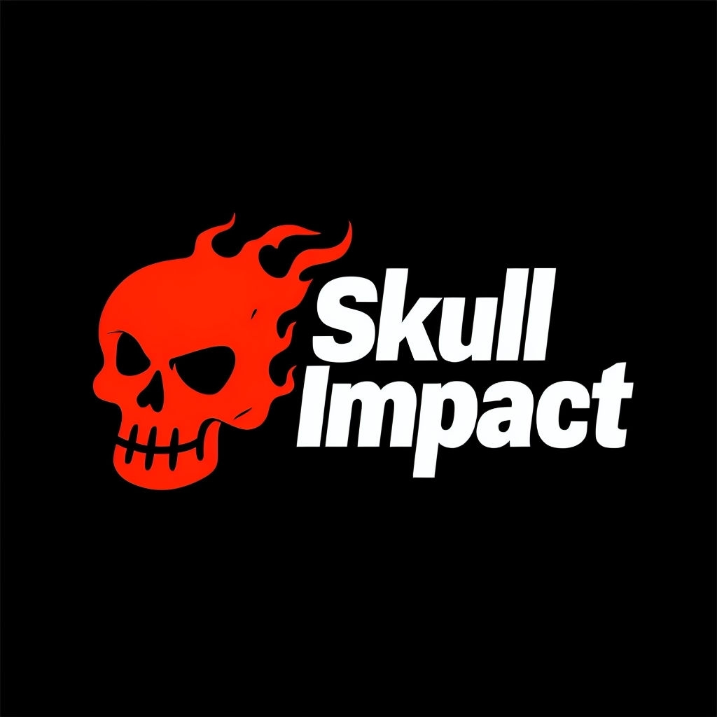 Vibrant Red Skull Impact Minimalist Logo Design