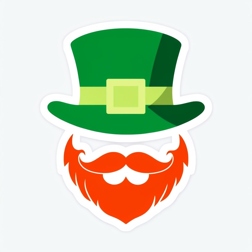 Cheerful Leprechaun Face Illustration for St. Patrick's Day Sticker