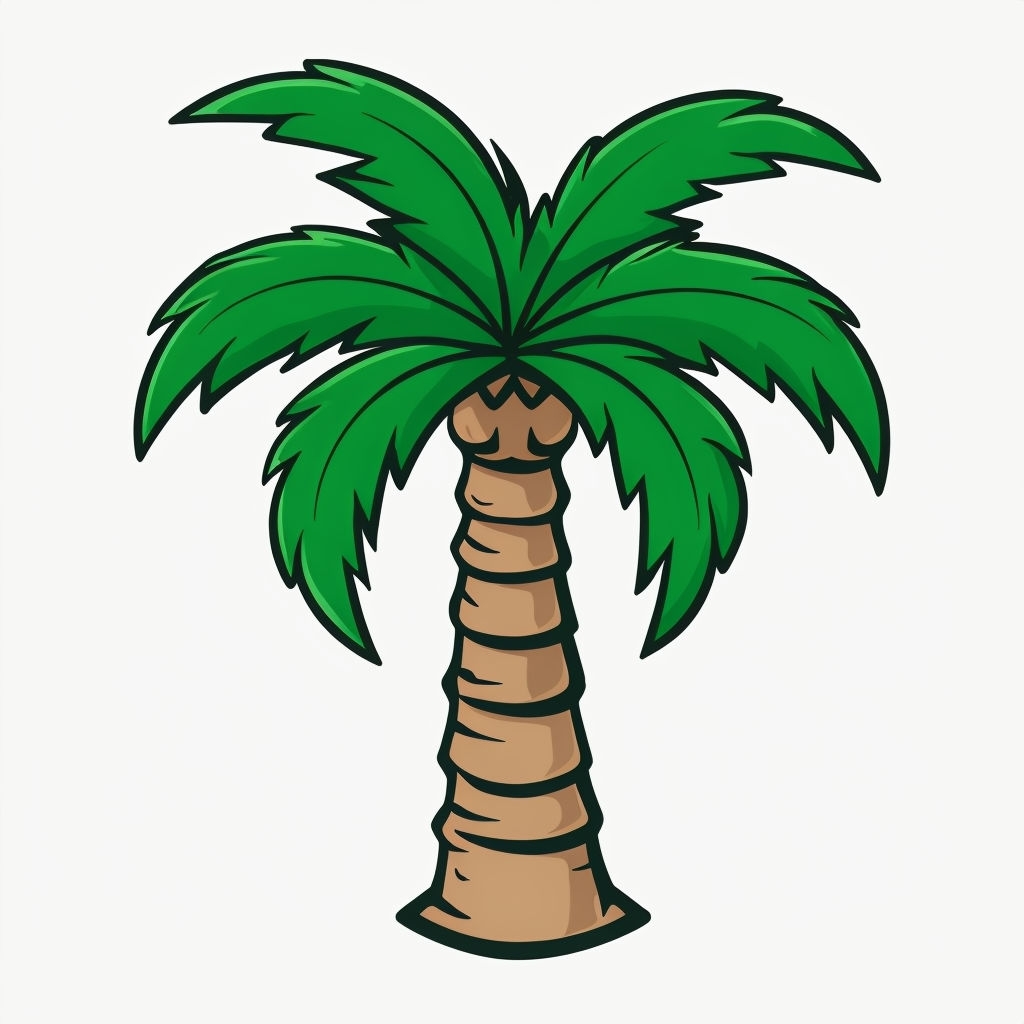 Vibrant Cartoon Palm Tree Illustration Sticker