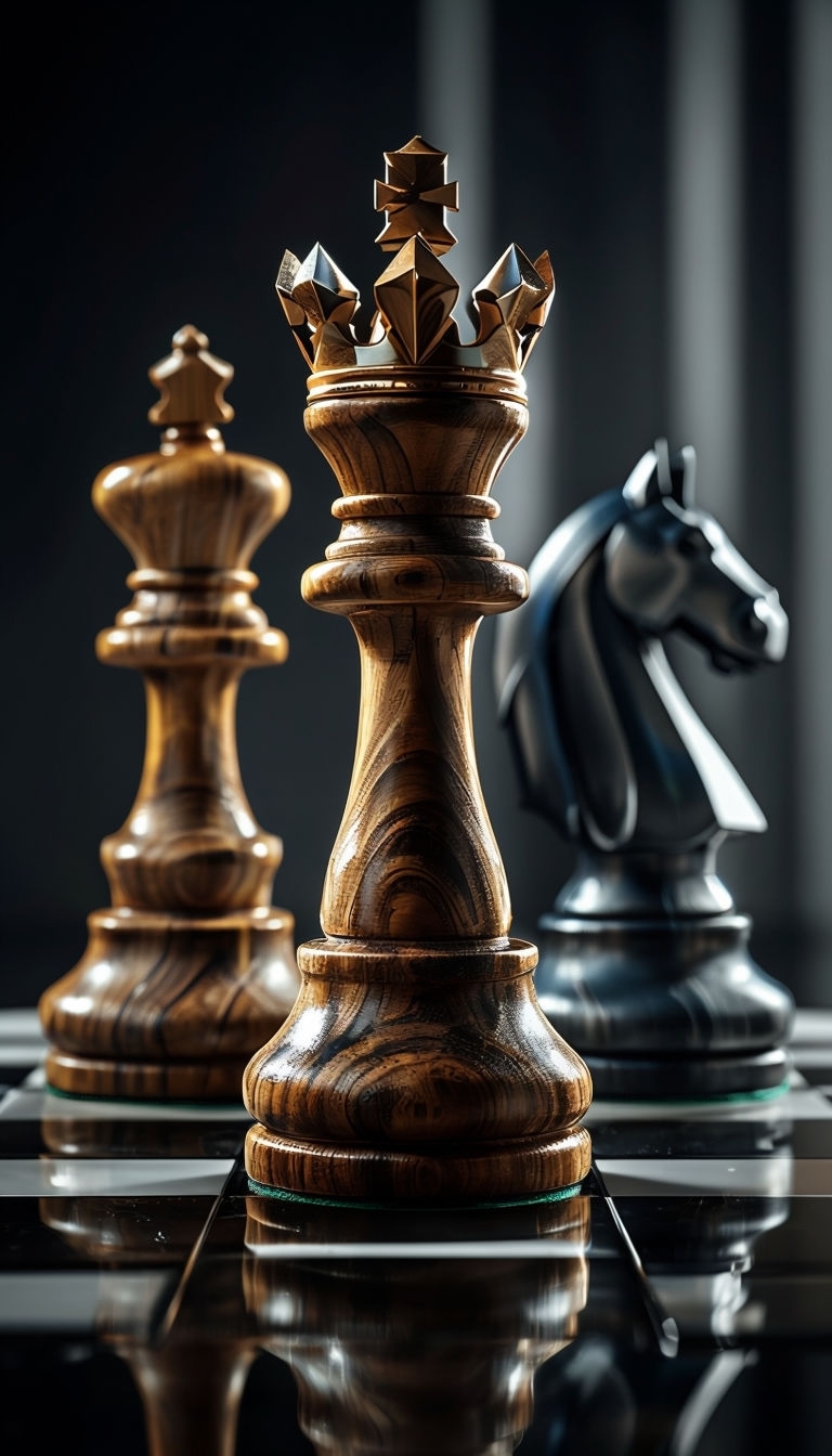 Majestic Chess Pieces Close-Up with Intricate Details Mobile Wallpaper