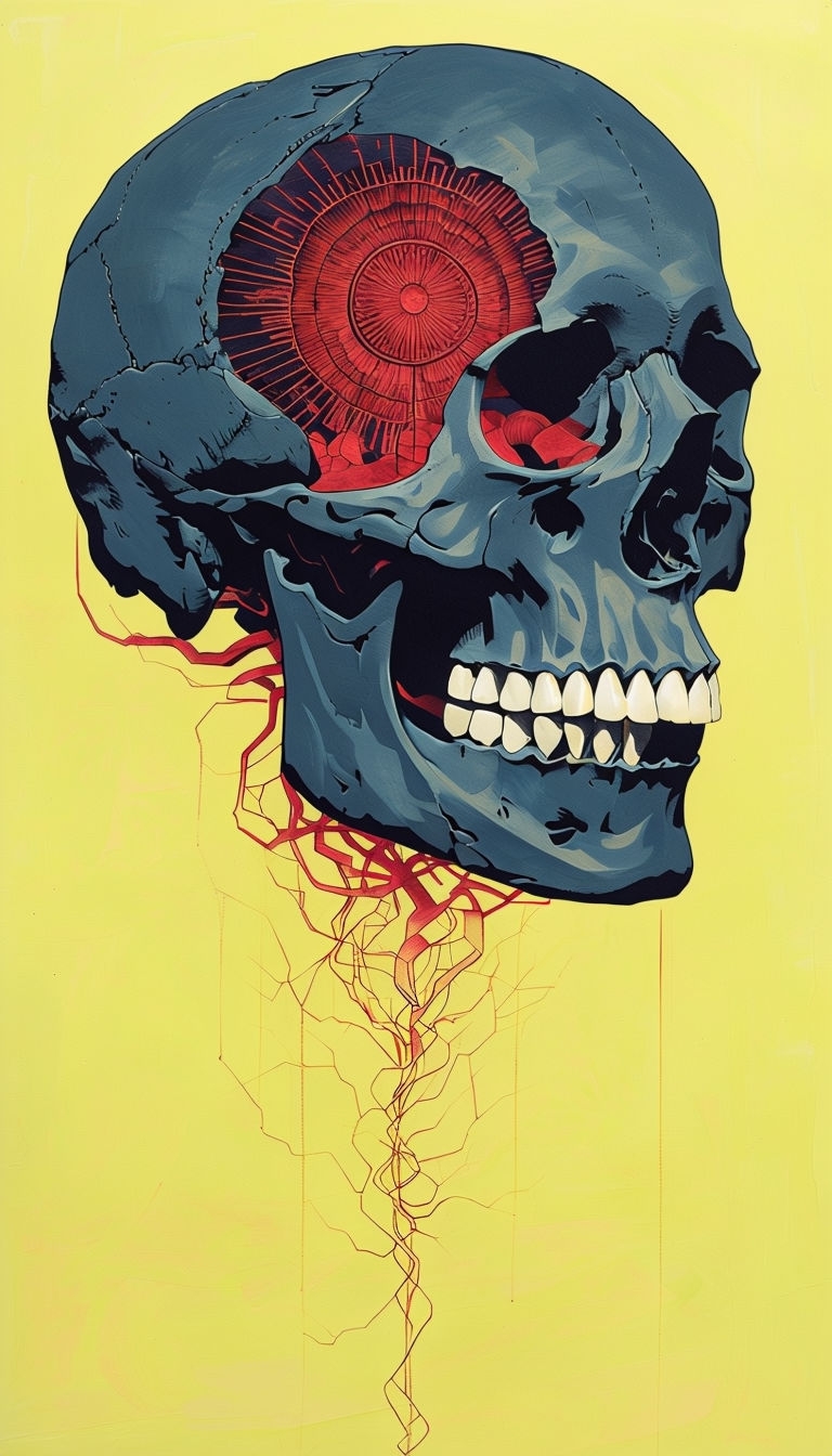 Monumental Human Skull with Vibrant Inner Energy Mobile Wallpaper