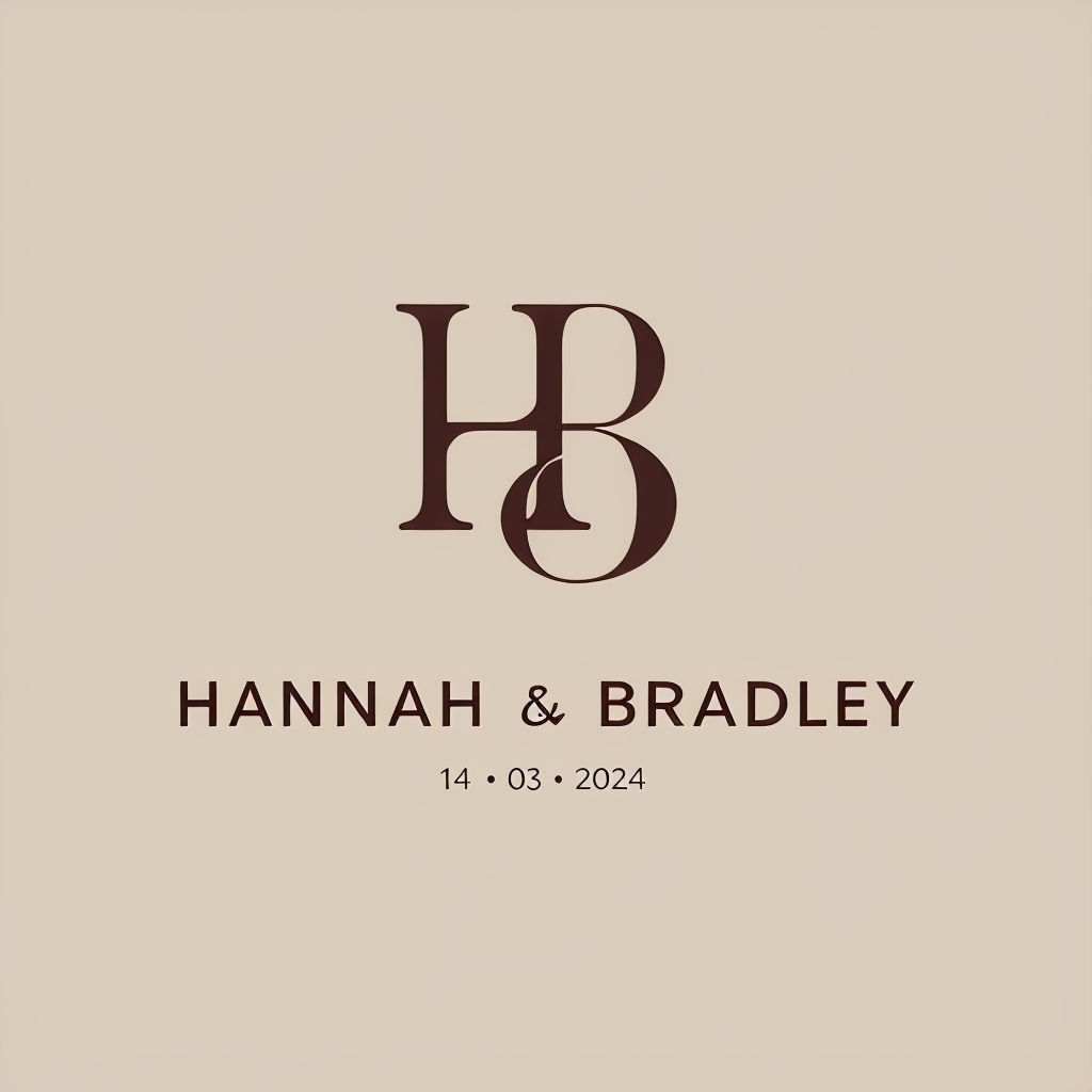 Elegant Minimalist Wedding Monogram HB Logo Design
