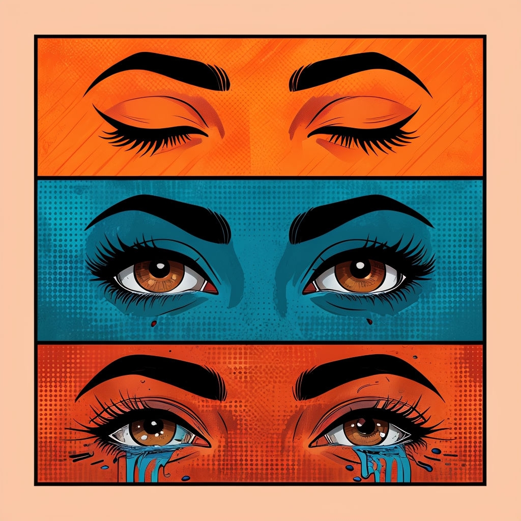 Pop Art Human Eyes Illustration with Emotions T-Shirt