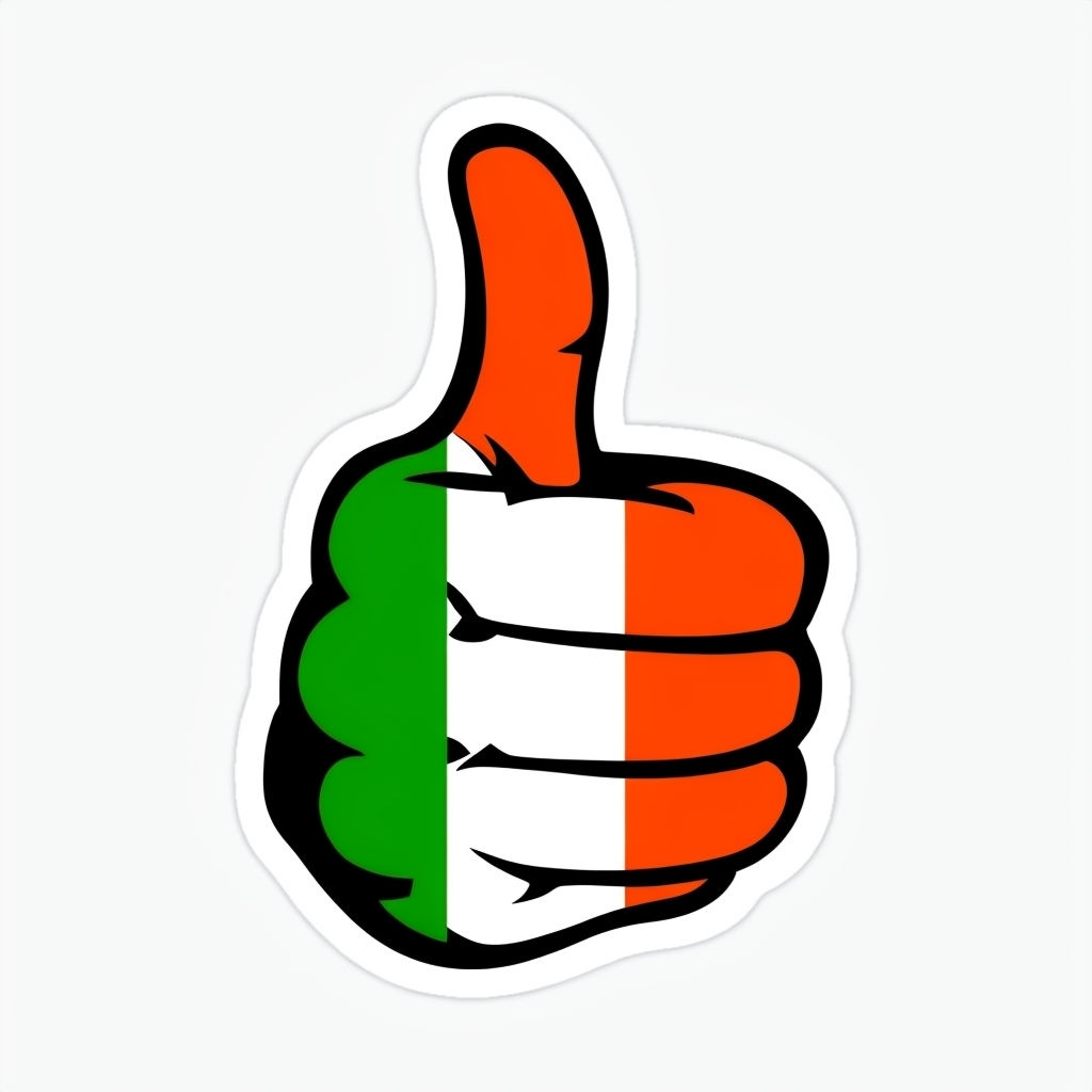 Vibrant Cartoon Thumbs-Up Hand Gesture Sticker Design