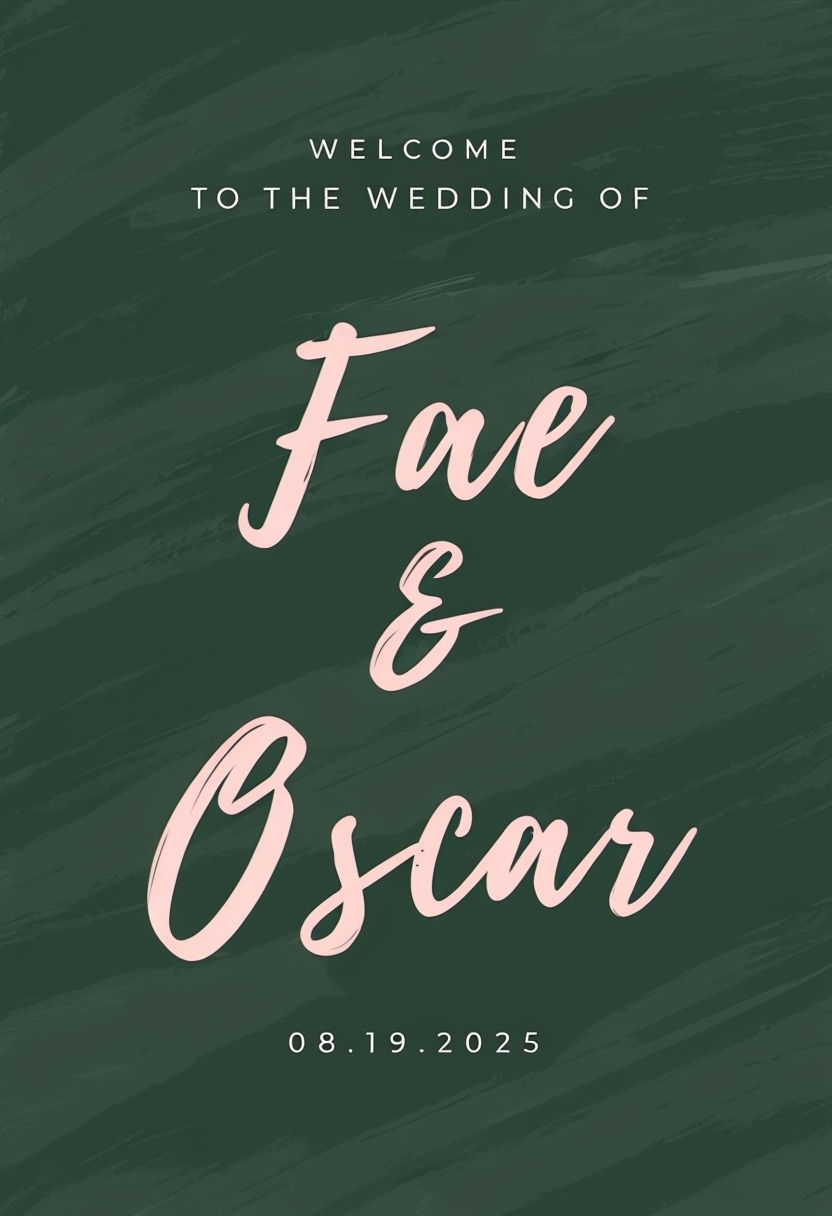 Elegant Wedding Welcome Sign for Fae & Oscar with Modern Calligraphy Signs