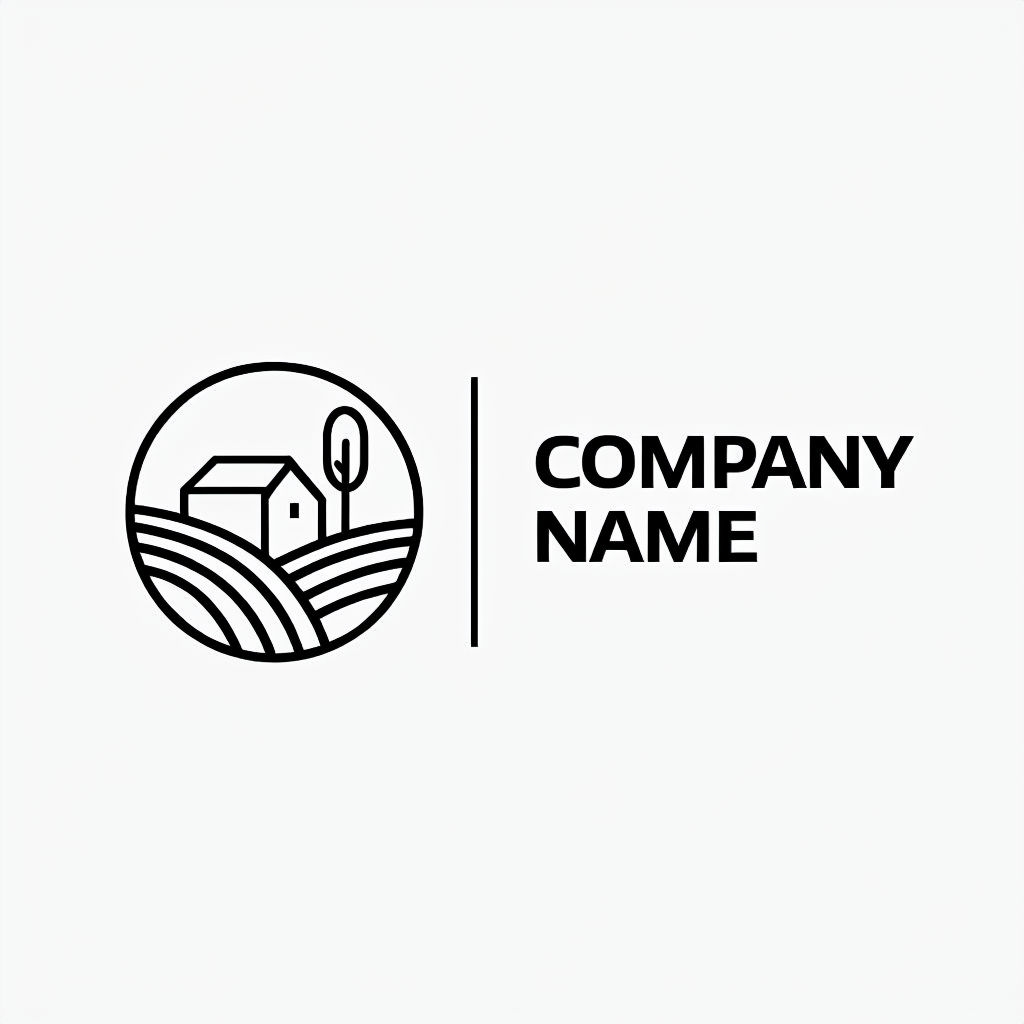 Minimalist Rural Landscape Logo with Company Name Design