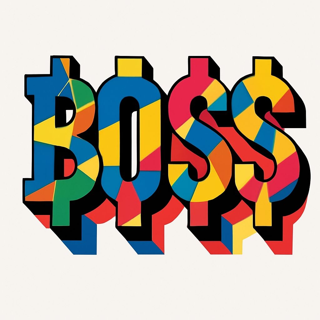 Bold Colorful BOSS Typography Sticker Design