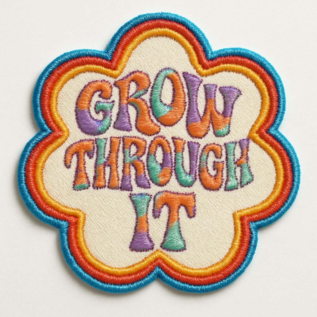 Vibrant Flower-Shaped GROW THROUGH IT Motivational Patch Hat