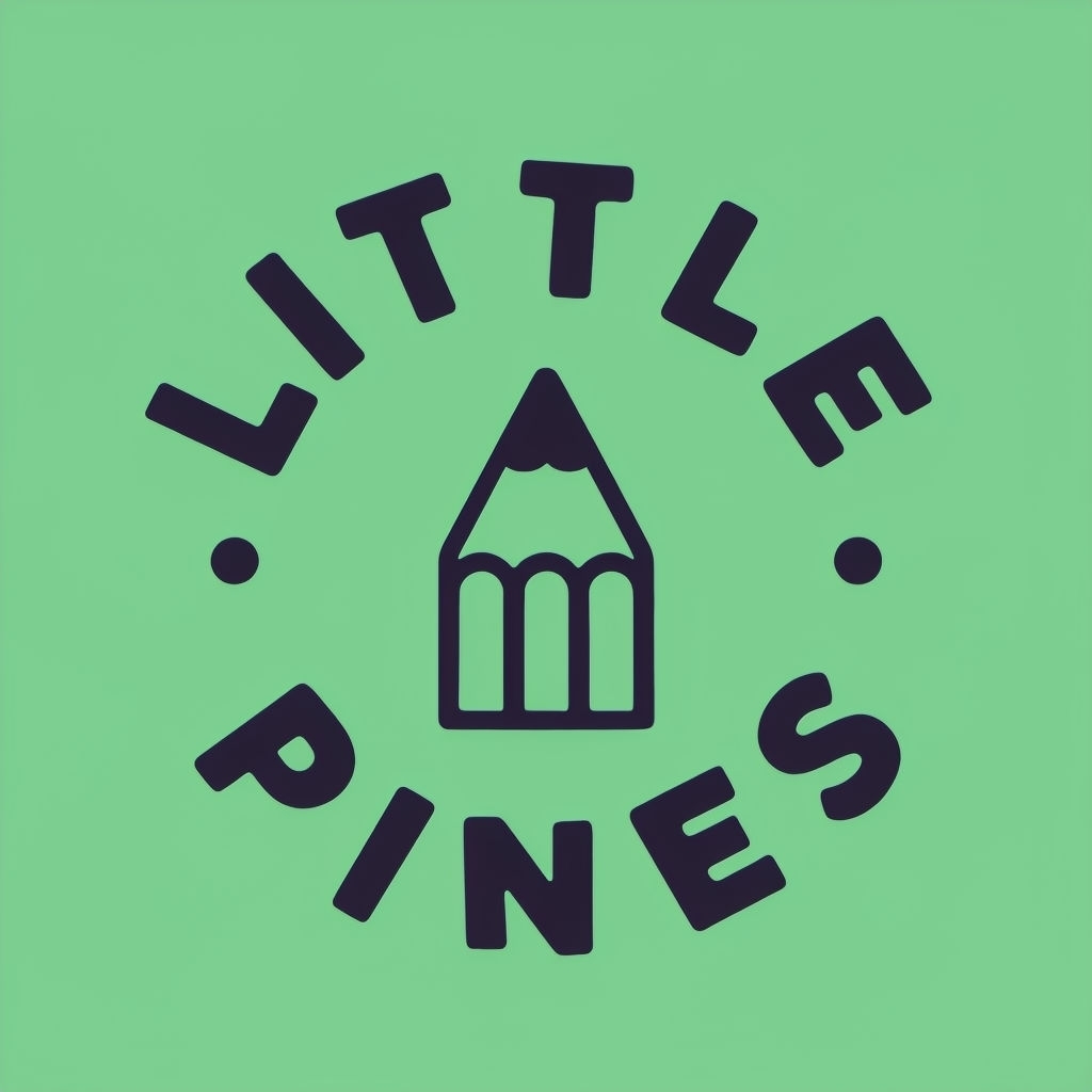 Modern Minimalist Little Pines Logo Design on Green Background