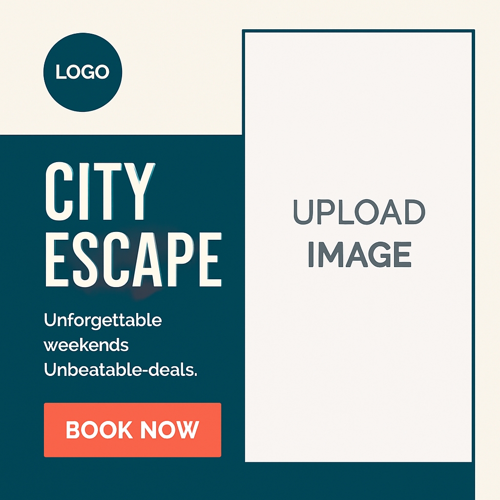 Modern Teal City Escape Promotion Graphic for Unforgettable Deals Ads
