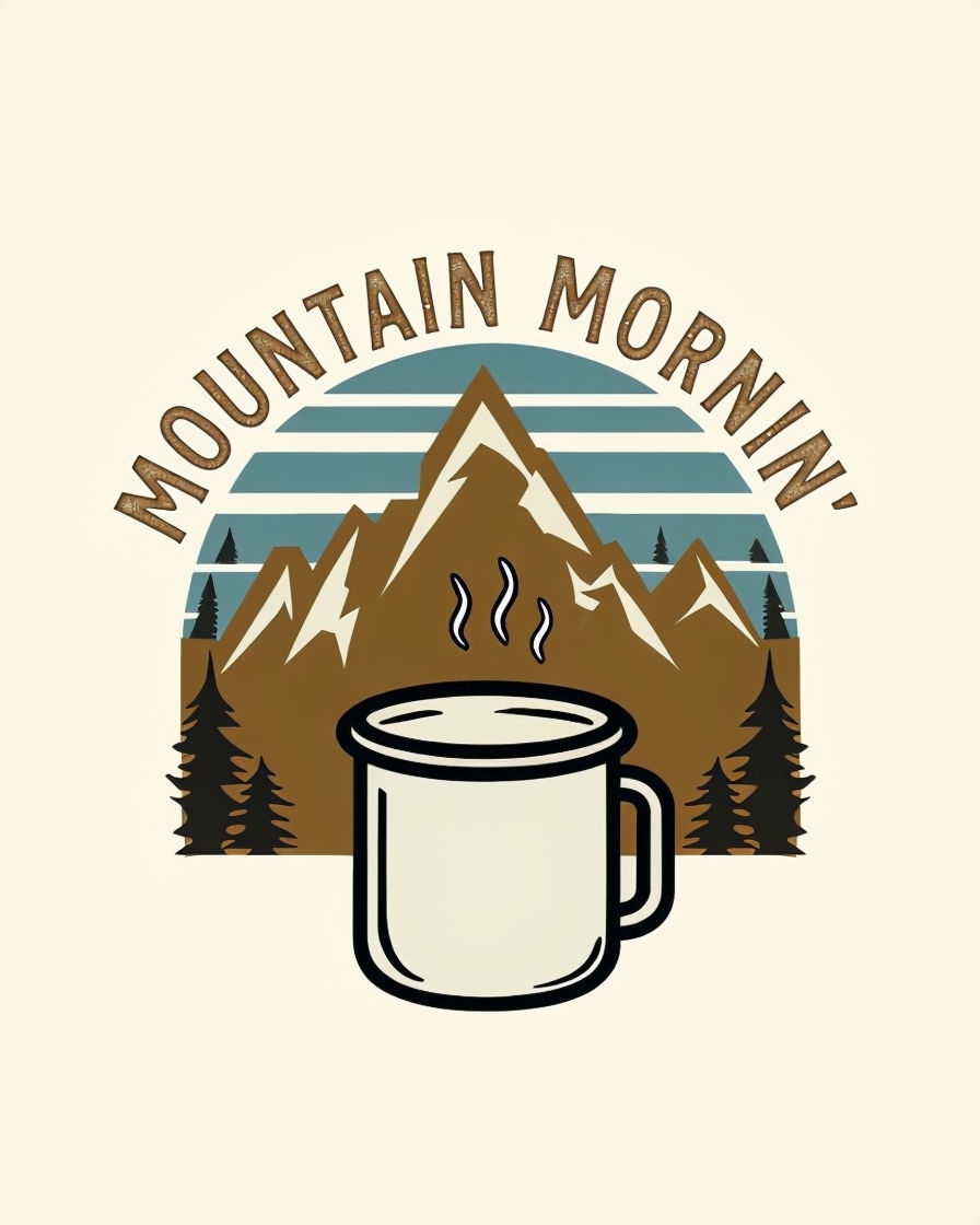 Cozy Mountain Mornin' Camping Mug Illustration Poster