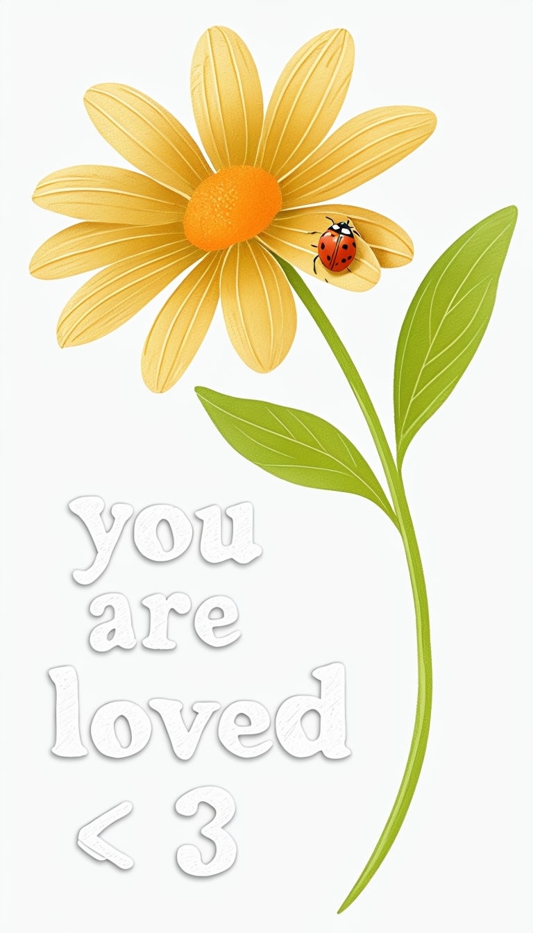 Cheerful Daisy with Uplifting Message Illustration Mobile Wallpaper